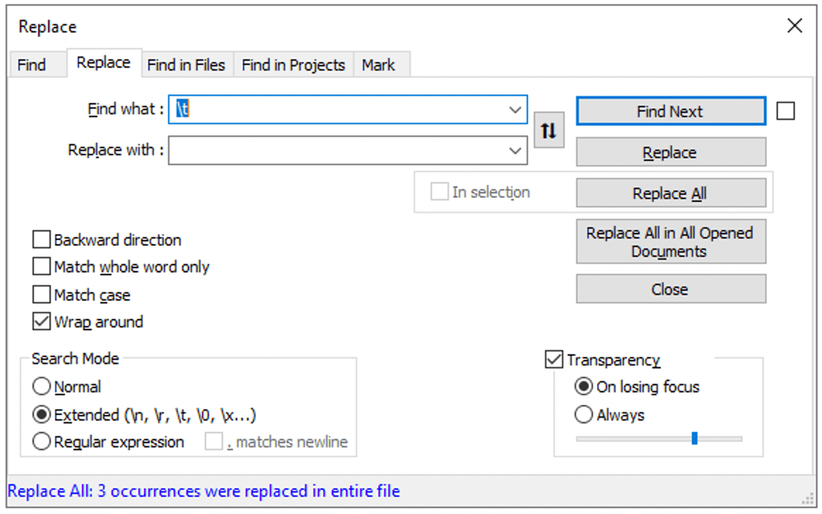 Multiple ways to Convert tabs with spaces in Notepad++ Code2care